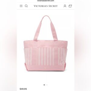 Victoria Secret Pink and White Canvas Tote Bag with 3D Lettering